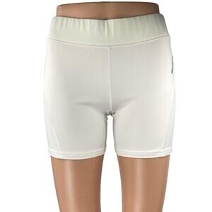 Reebok Women's White Pull On Mid Rise Yoga Workout Athletic Biker Shorts Size L